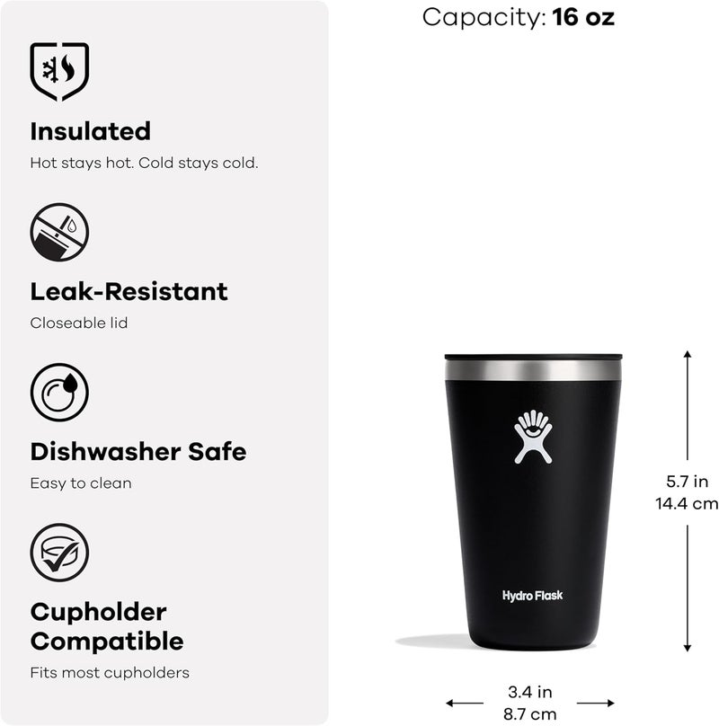 Hydro Flask هيدرو فلاسک 470 مل كوب شامل - أسود - Image 5